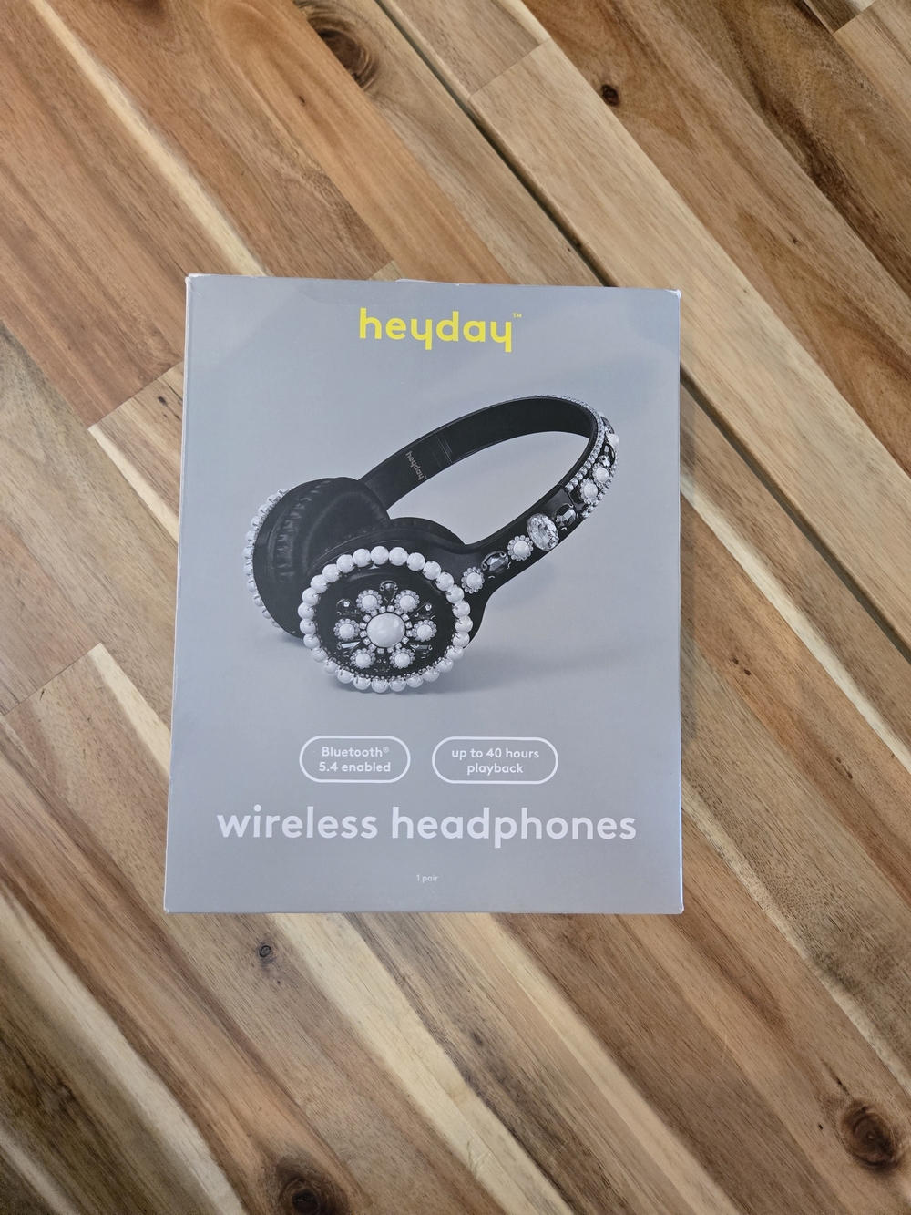 heyday Headphone Packaging in Gray with Yellow Logo